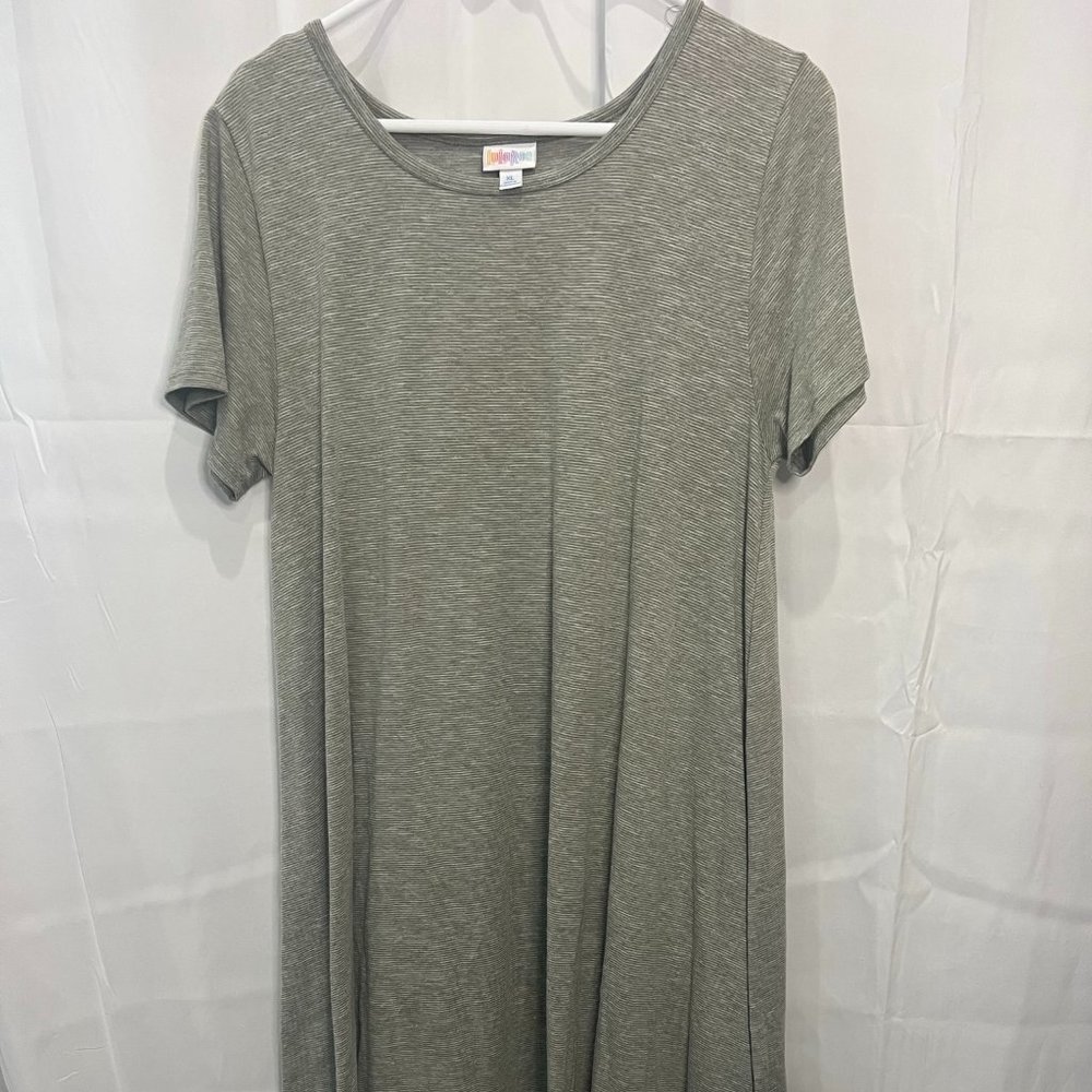 Lularoe Carly Dress -- Green with stipes